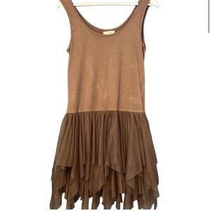 Ryu Jagged Hem Tulle Skirted Tank Top Mini Dress Size S/M